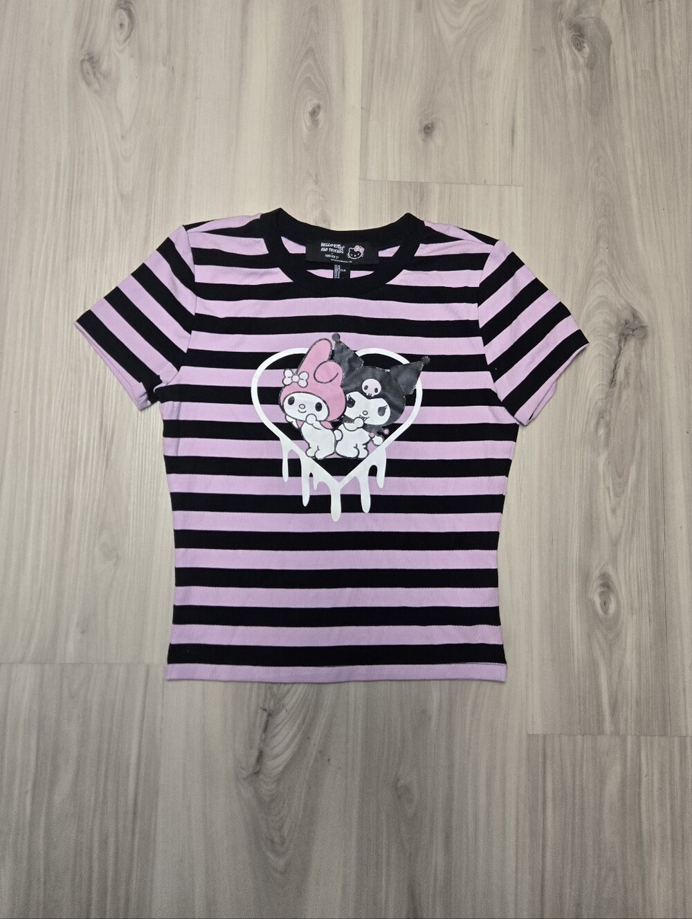 Forever 21 x Hello Kitty and Friends My Melody & Kuromi Striped Baby Tee - M